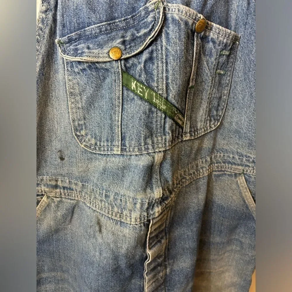 KEY vintage bibs denim jeans overalls